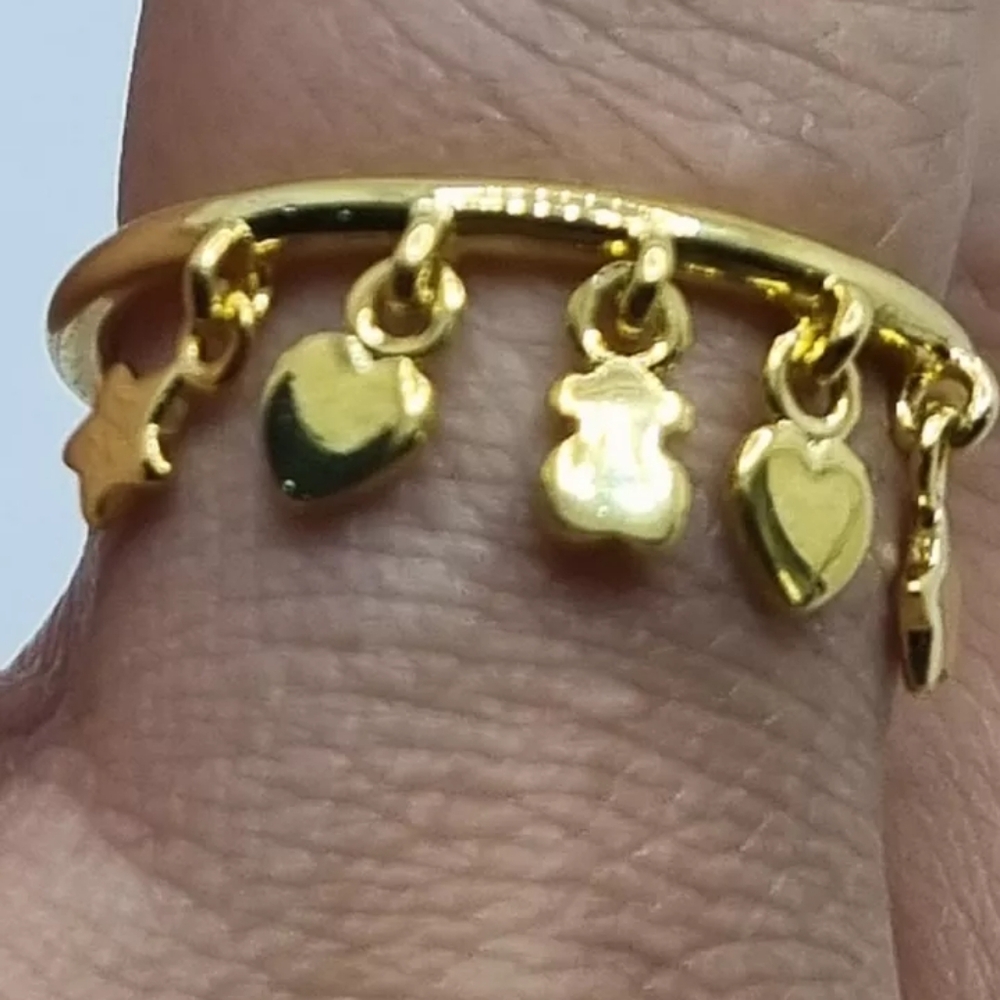 Tous Silver Vermeil Cool Joy Ring with Bear, Heart and Star Motifs Size 6 - Picture 7 of 10